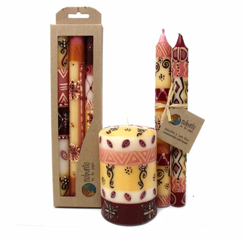 Tall Hand Painted Candles - Pair - Halisi Design
