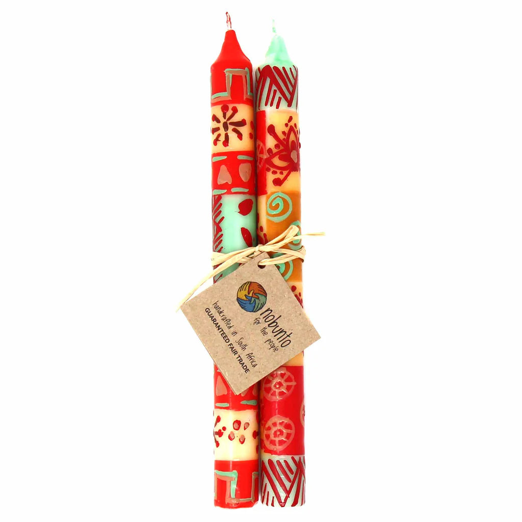 Hand Painted Candles in Owoduni Design (pair of tapers)