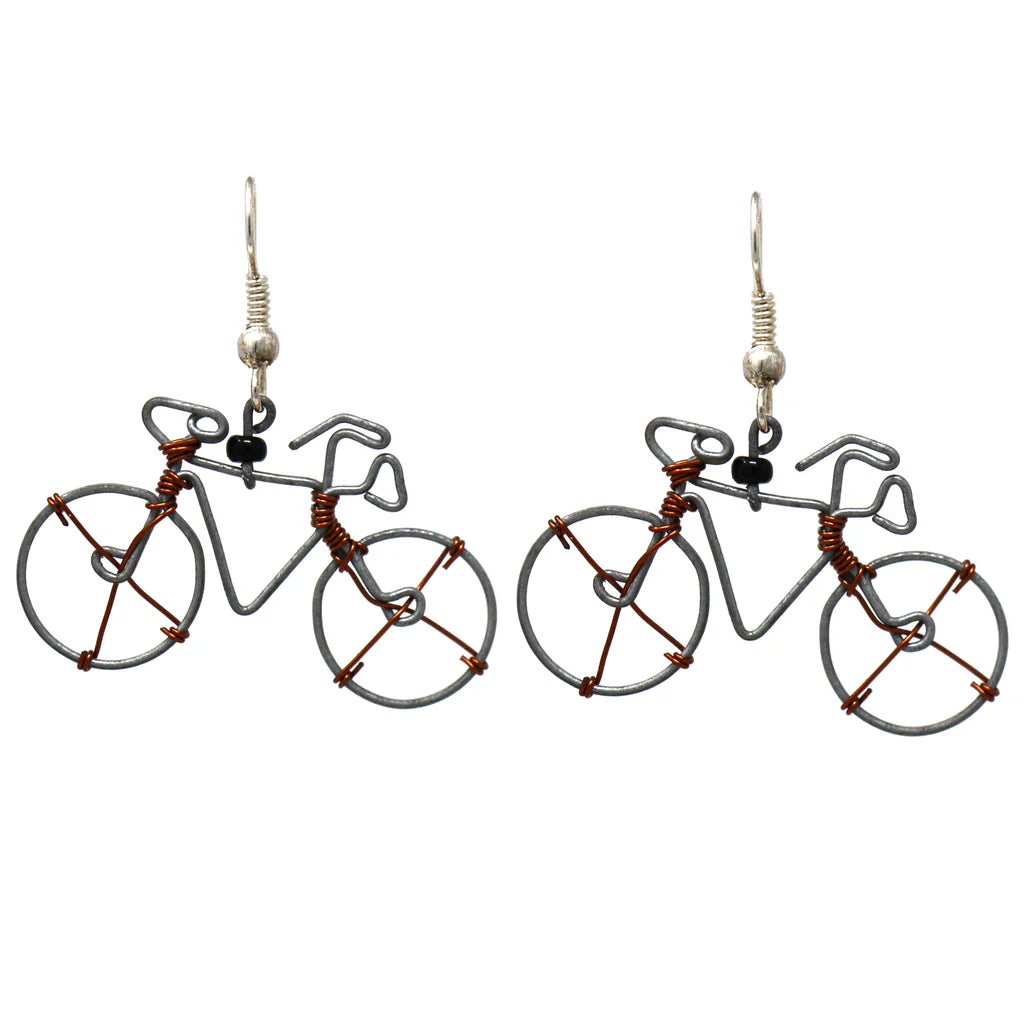 Recycled Wire Bicycle Earrings