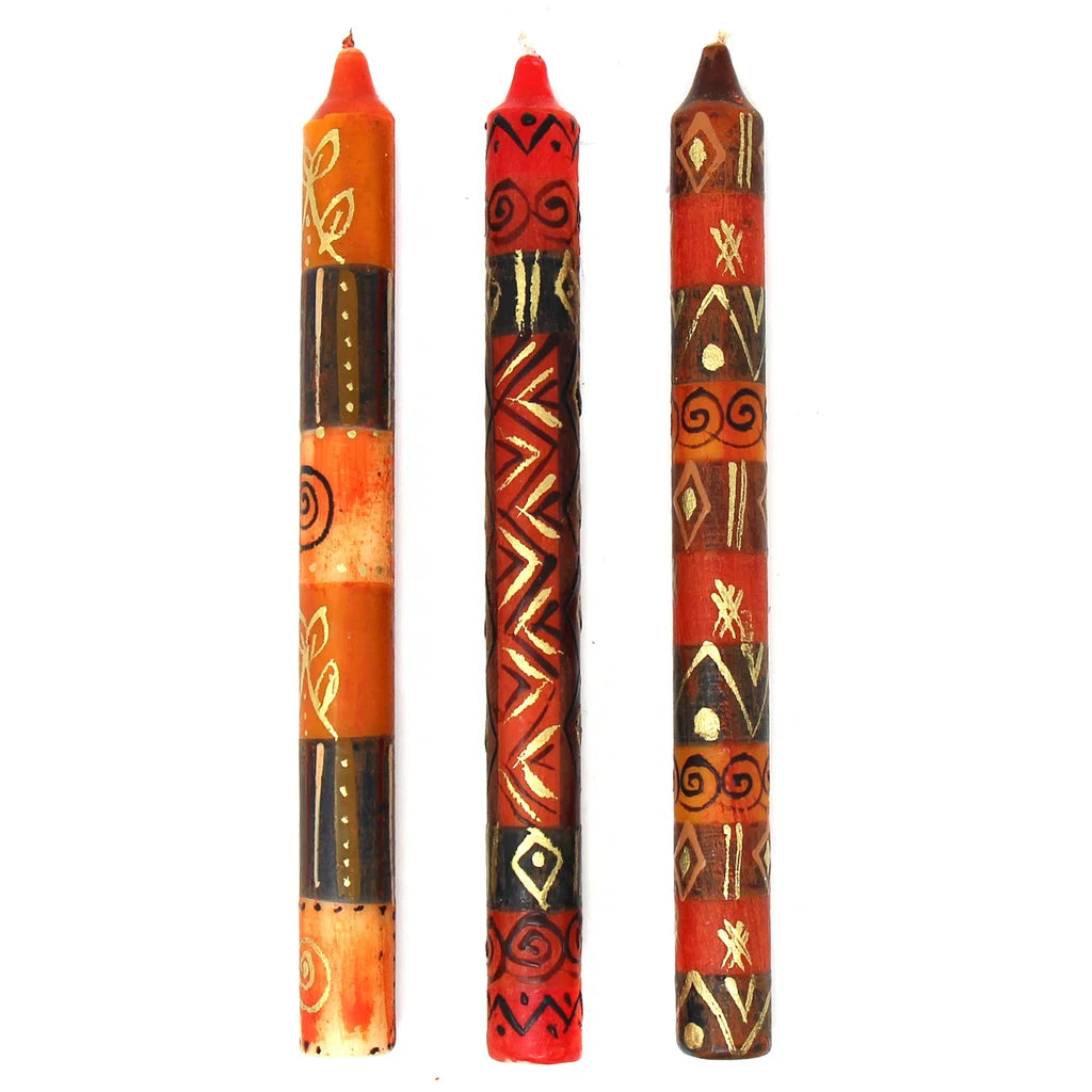 Set of Three Boxed Tall Hand-Painted Candles - Bongazi Design