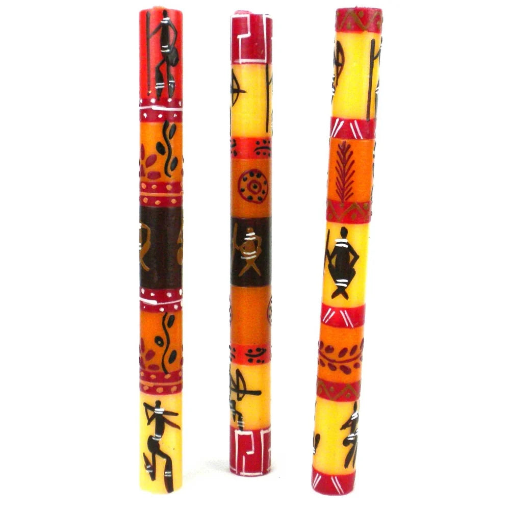 Set of Three Boxed Tall Hand-Painted Candles - Damisi Design
