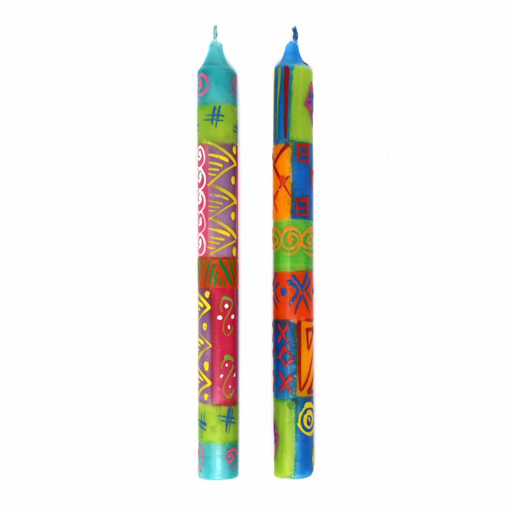 Hand-Painted African Dinner Candles, Pair – Shahida Design | Fair Trade
