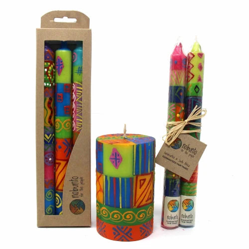 Hand-Painted African Dinner Candles, Pair – Shahida Design | Fair Trade