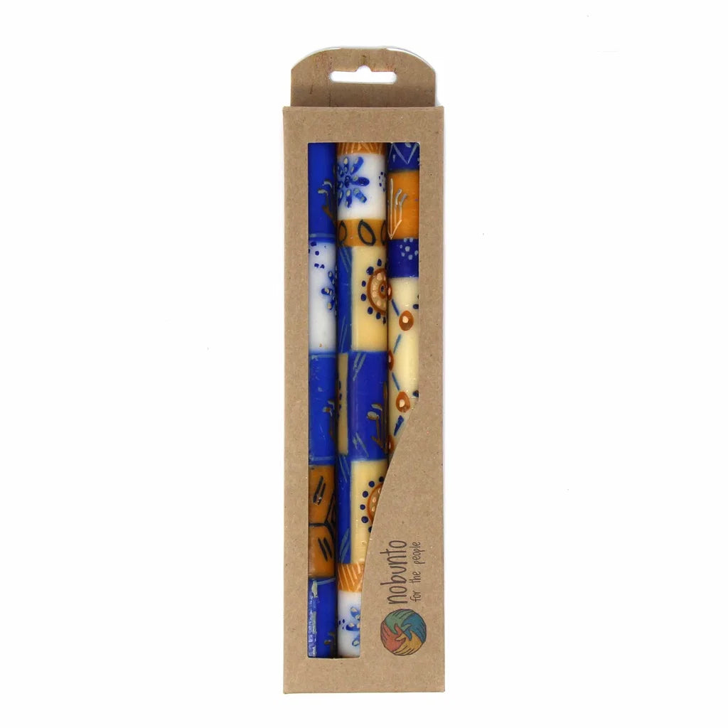 Tall Hand Painted Candles - Three in Box - Durra Design