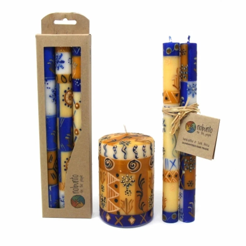 Tall Hand Painted Candles - Three in Box - Durra Design