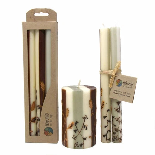 Tall Hand Painted Candles - Three in Box - Kiwanja Design