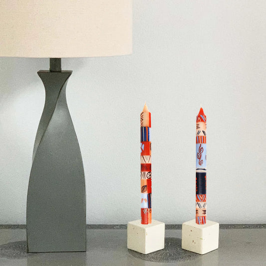 Hand Painted Candles in Uzushi Design (pair of tapers)
