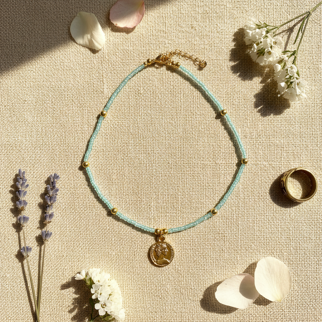 Baby Blue Choker - Flat Lay
