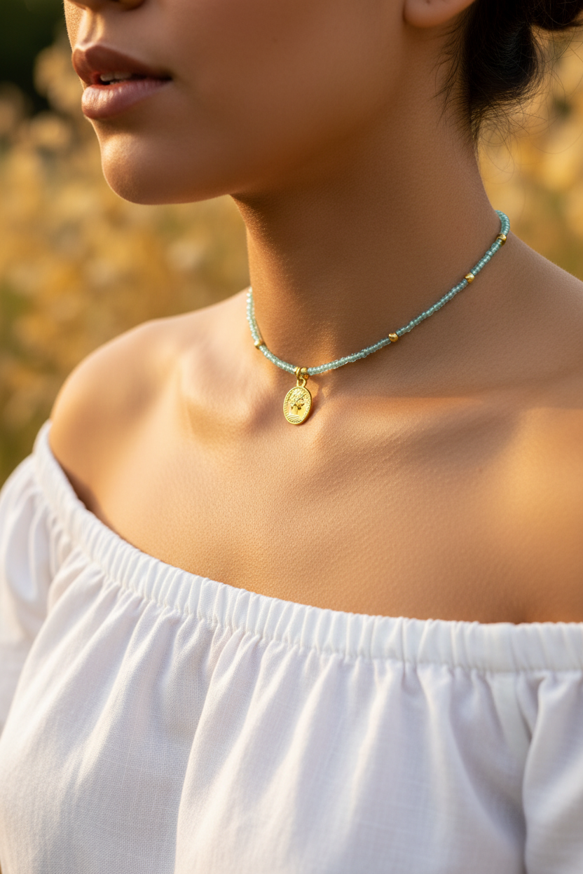 Baby Blue Choker - Model Shot