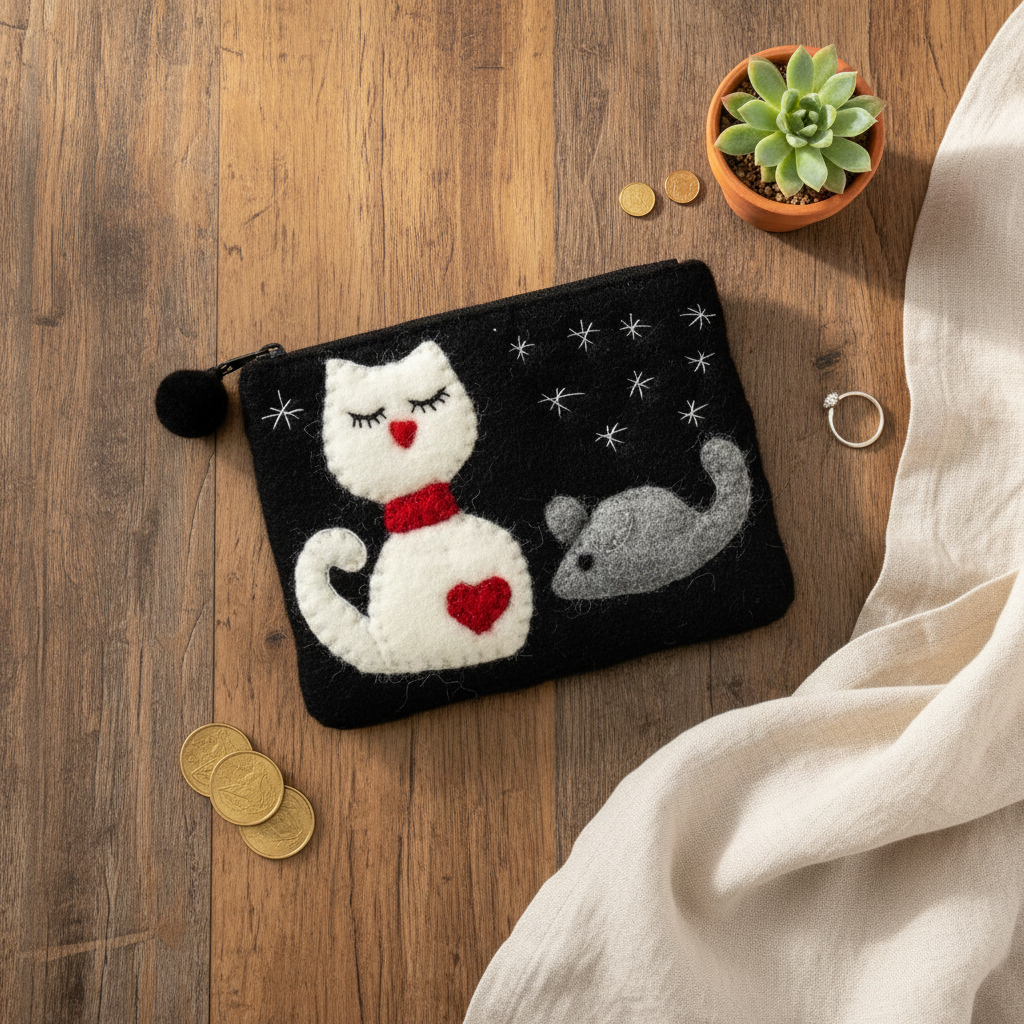 Cat & Mouse Coin Purse - Lifestyle