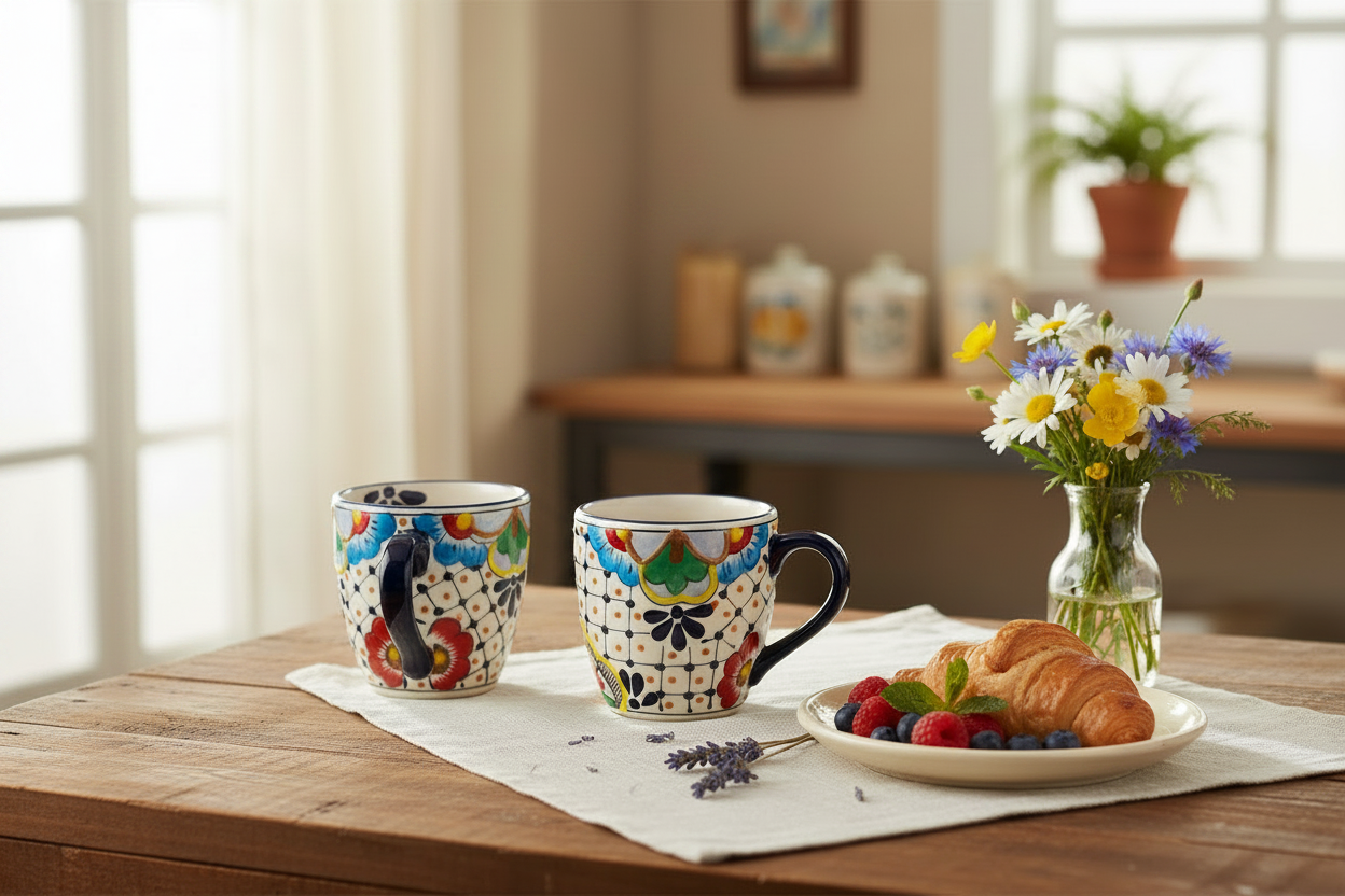 Dots and Flowers Mugs Empty