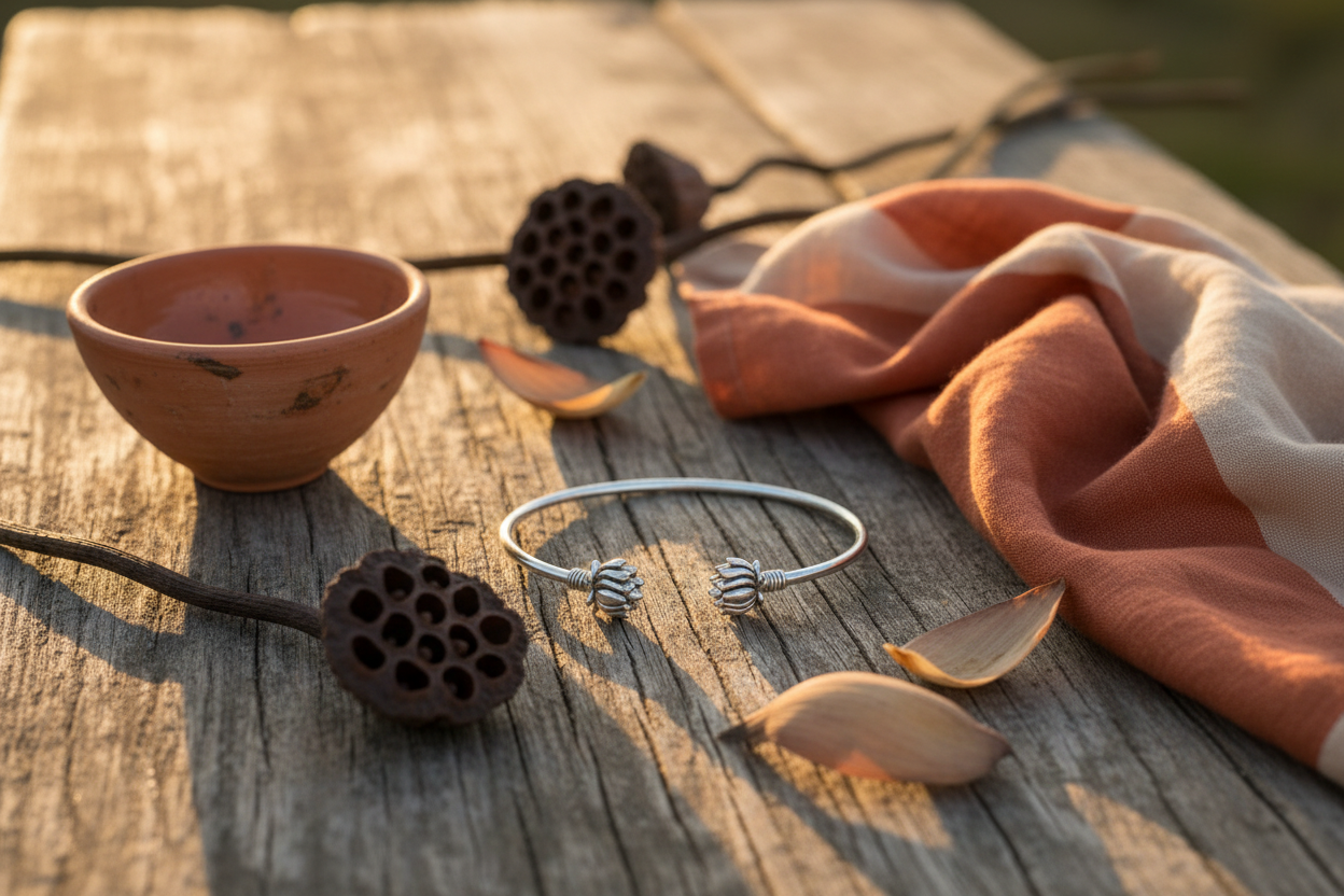 Double Lotus Bracelet - Rustic Flat Lay