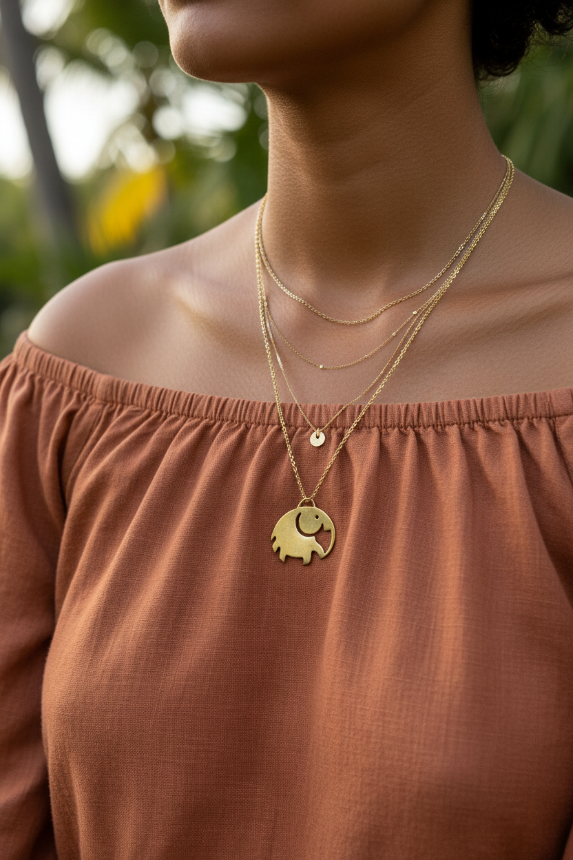 Elephant Pendant Necklace Lifestyle