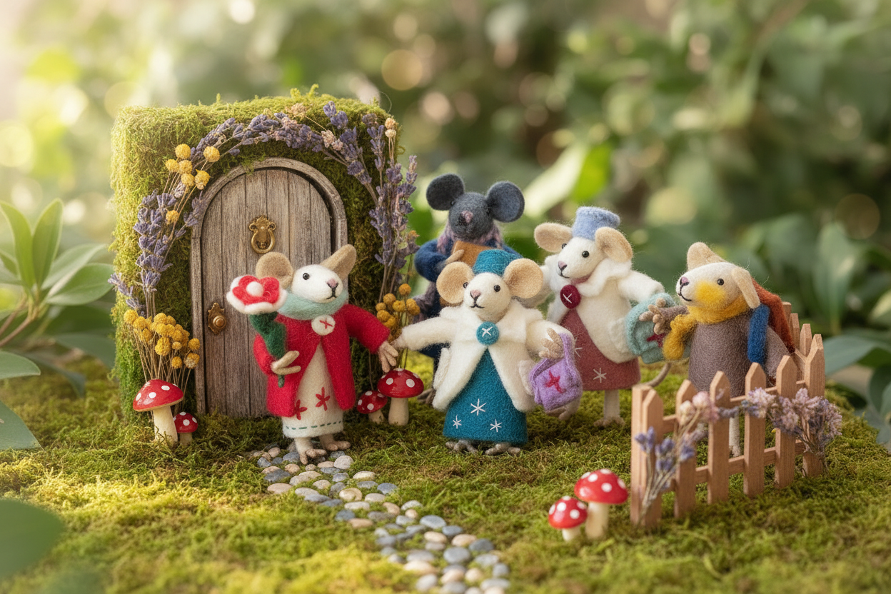 Family of Mice - Storybook Cottage