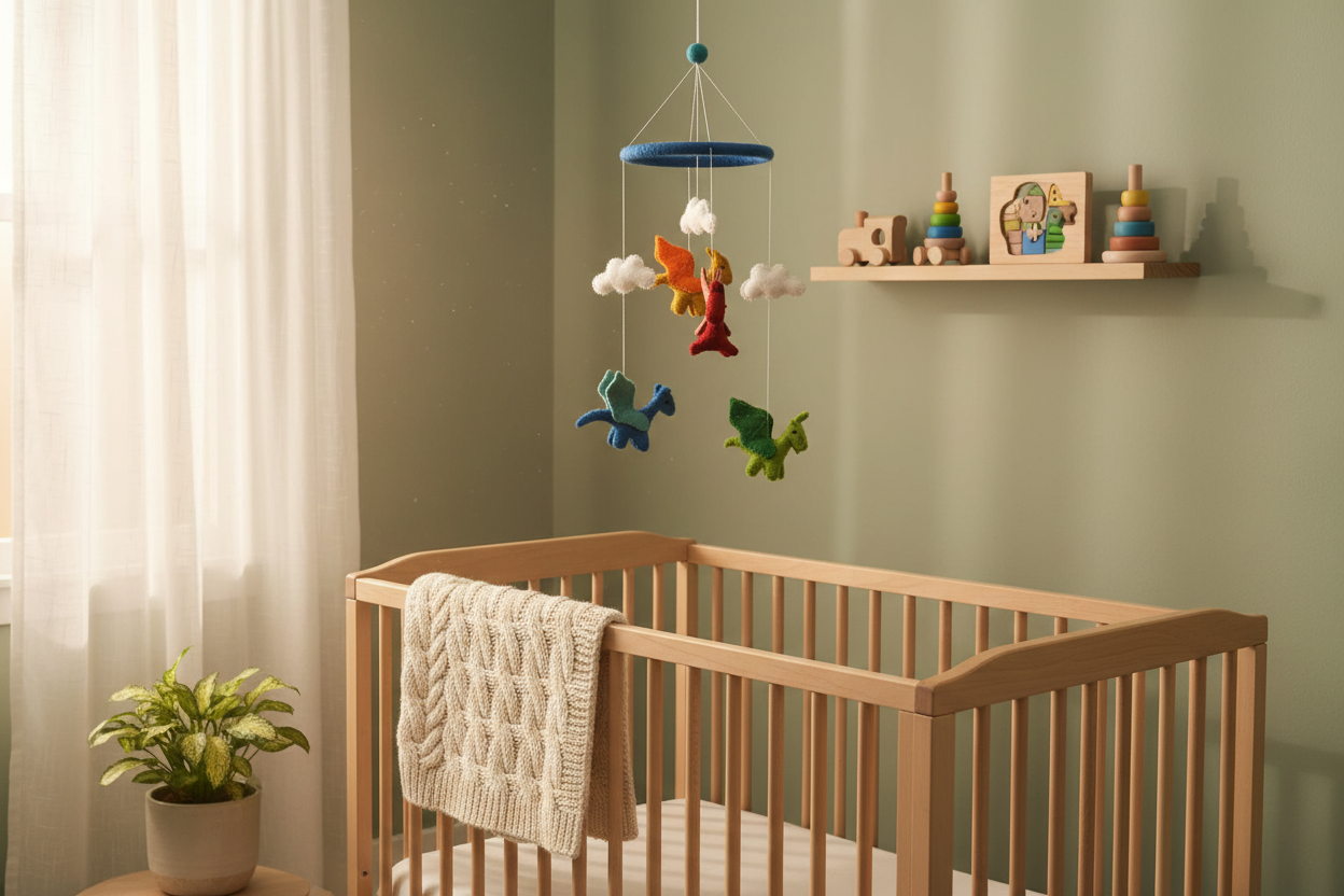 Felt Dragon Mobile - Nursery Lifestyle