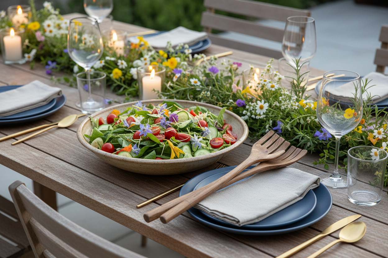 Giant Hand Salad Servers Laid on Table