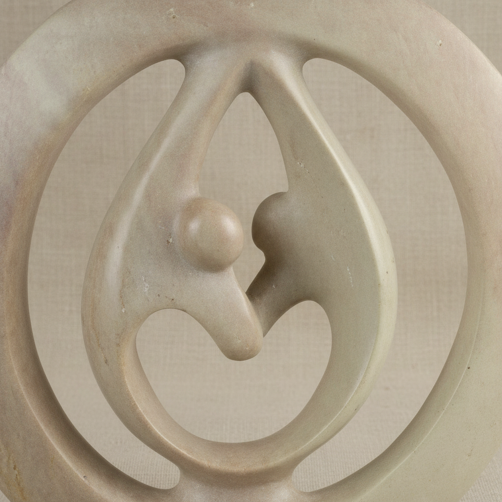 Close-up detail of smooth satiny Kisii soapstone surface showing natural stone grain and artisan carving