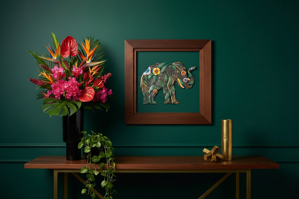Hibiscus Elephant Haitian Metal Drum Art