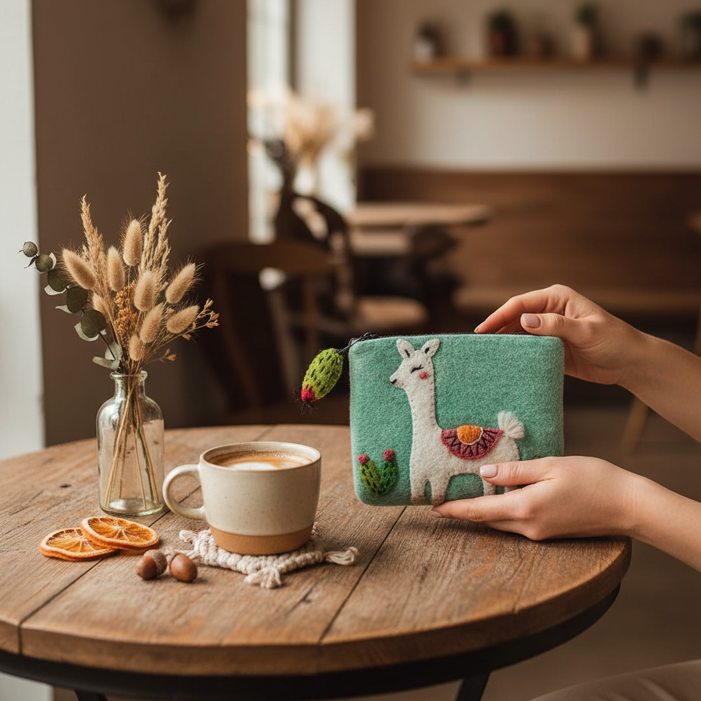 Lifestyle - Felt Happy Llama Coin Purse