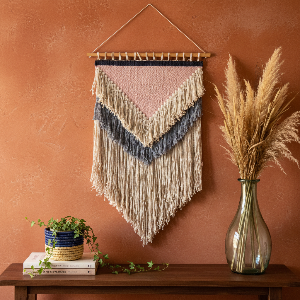 Pink Boho Wall Hanging - Enhanced Lifestyle